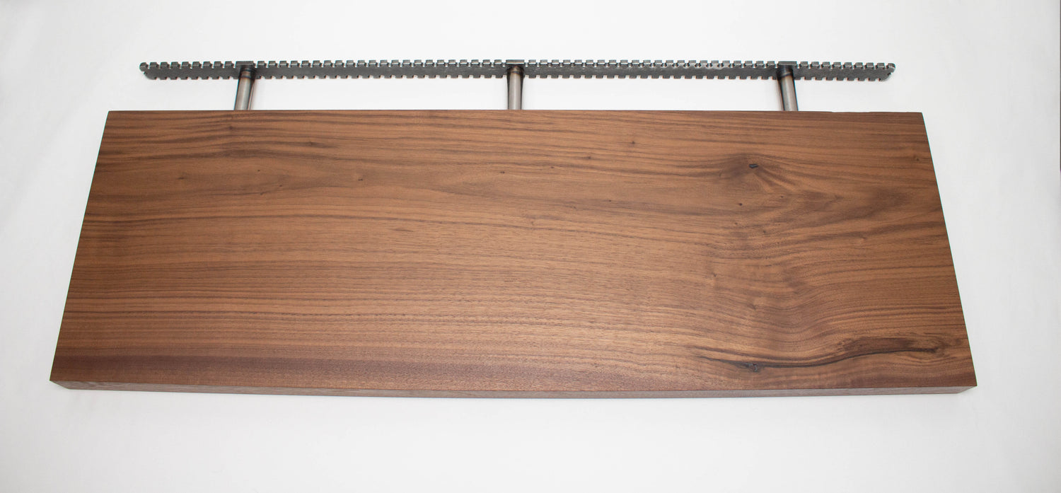 Walnut Natural Finish Floating Shelf with Hidden Bracket